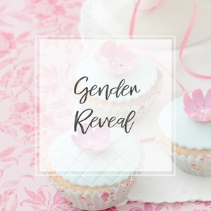 gender reveal collection with pink cupcakes