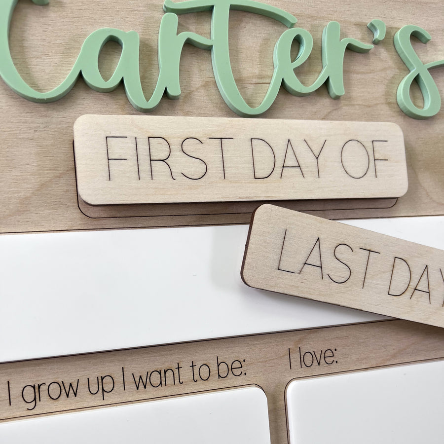Detailed First Day of School Sign With Dry Erase Marker