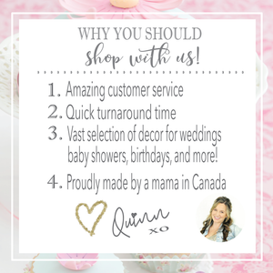 Image of Why you should shop with us and 4 different reasons signed by Quinn the owner of Sugar Crush Co