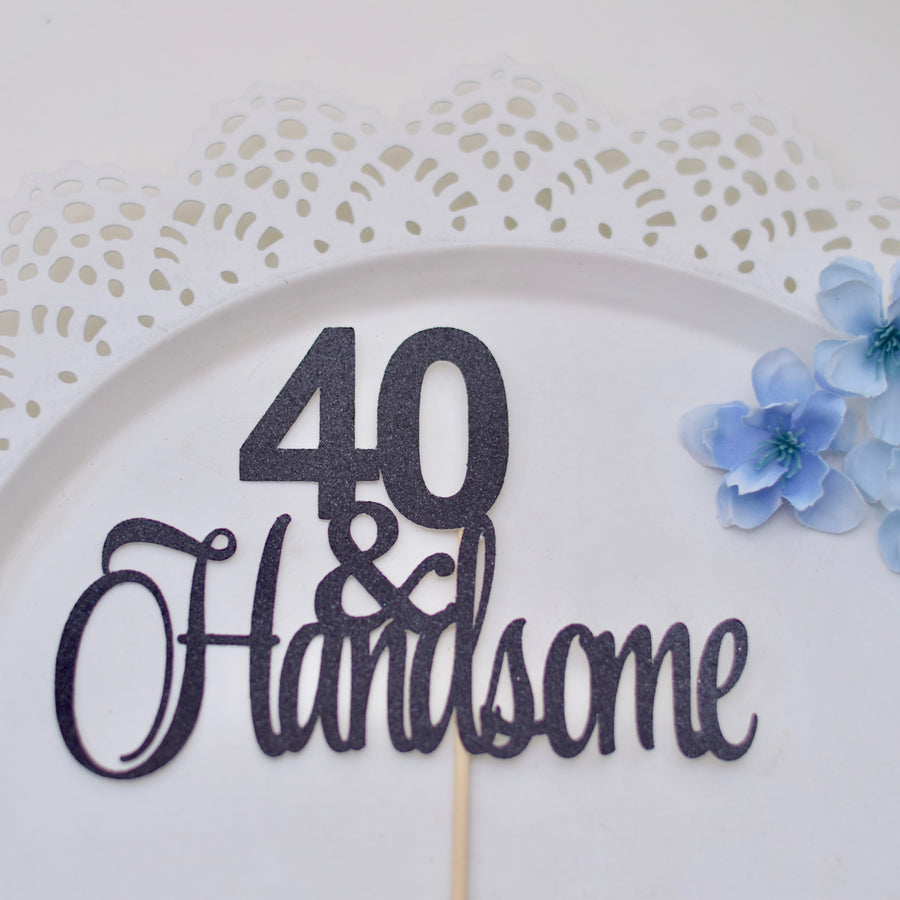 75 & handsome gold glitter cake topper for a birthday party