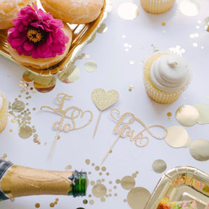 champagne, cupcakes and flowers