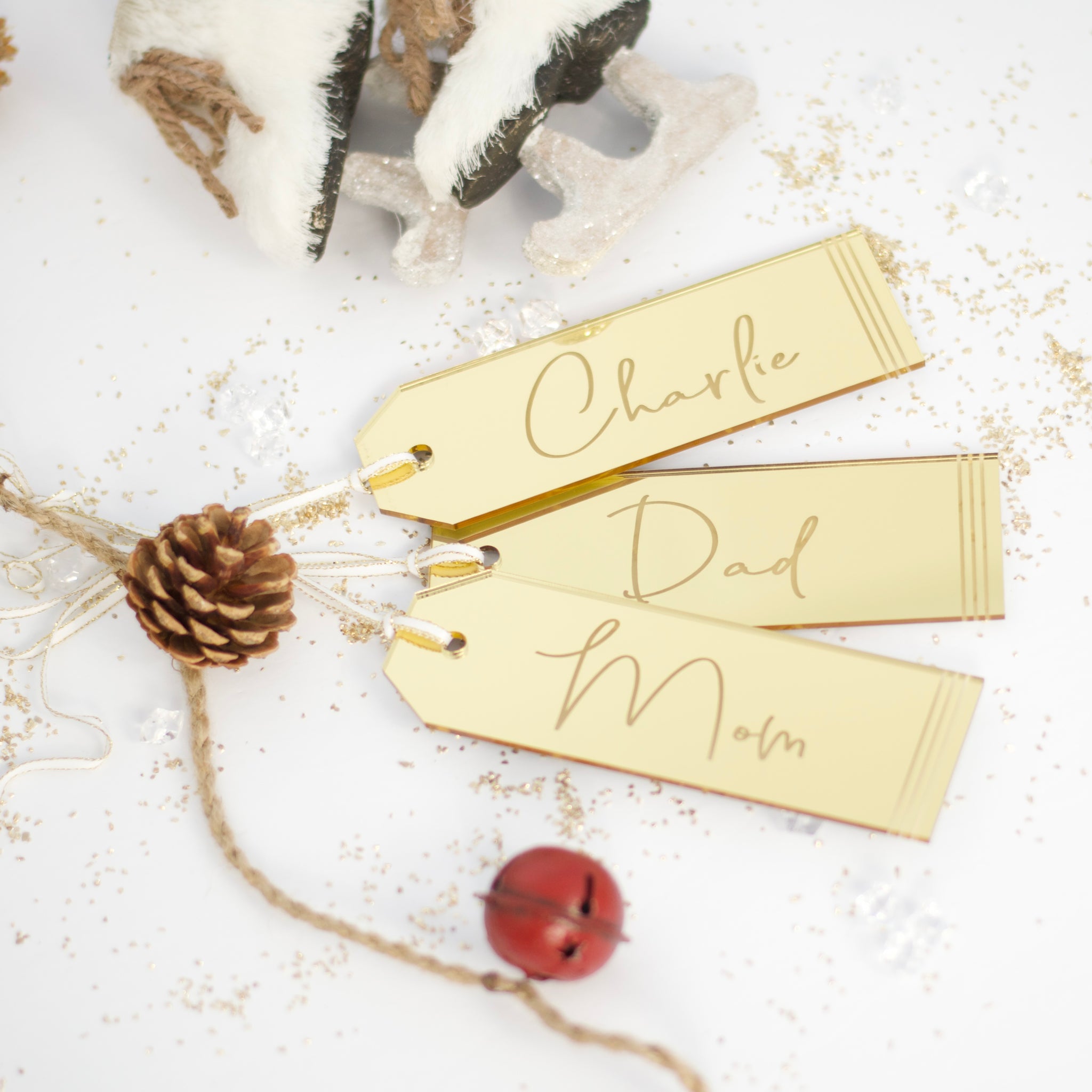 Stocking Tags, Customized Christmas Stocking Tags, Gold, Rose Gold