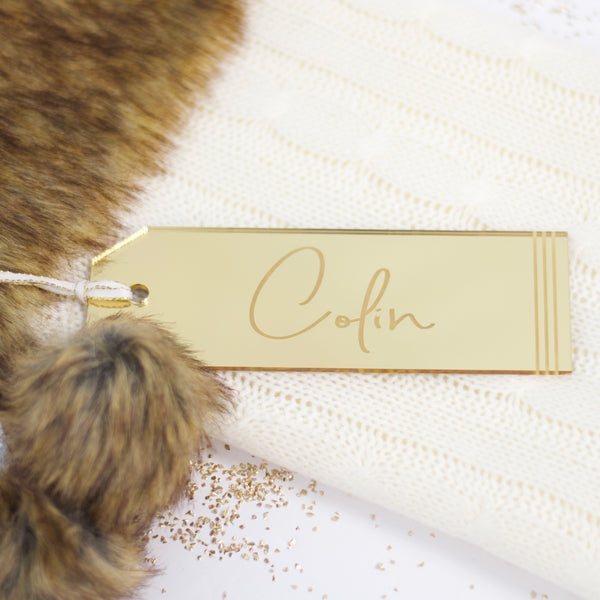 Personalized Stocking Tags in Mirrored Gold Acrylic - Sugar Crush Co.
