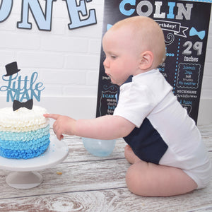 Little Man Cake Smash with Blue Ombre cake