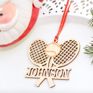 Personalized Tennis Player Ornament with a Christmas Mug