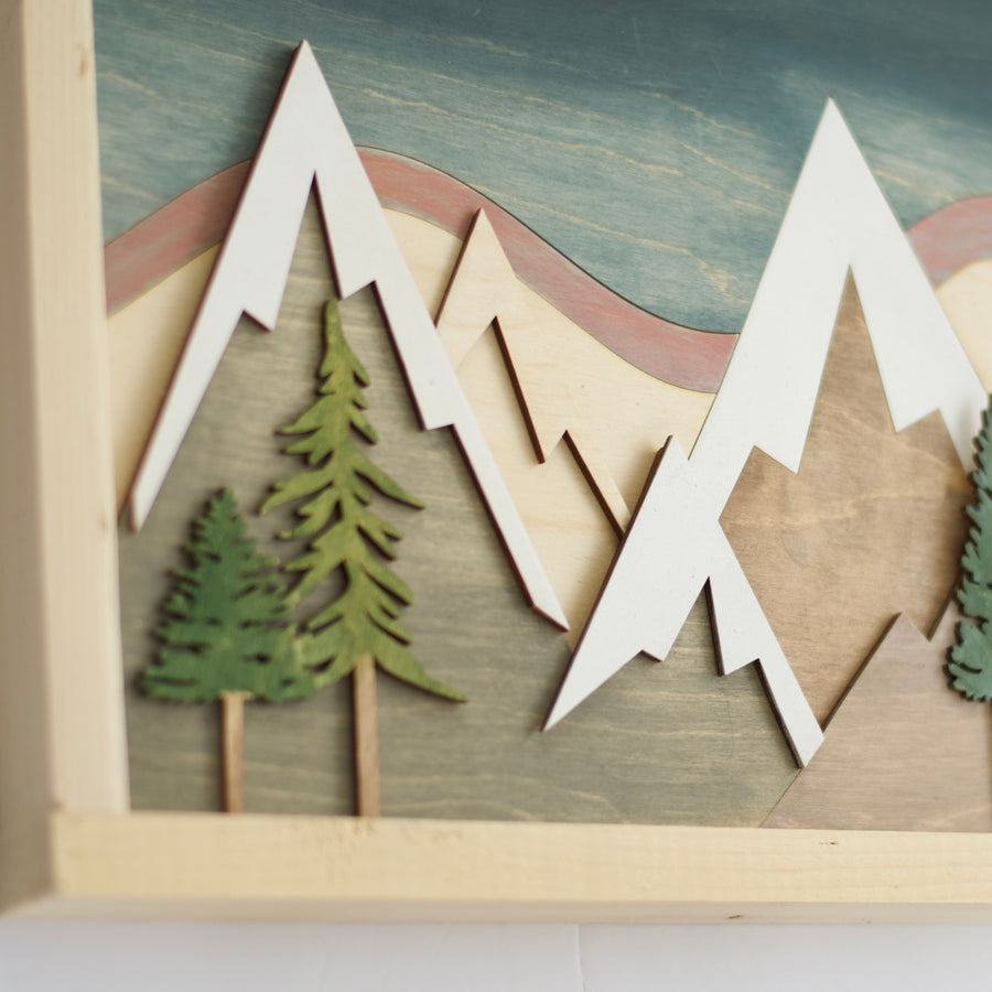 March 11 Party - DIY Paint - Multi-Layered Mountains 30" wide Framed