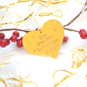 gold heart ornament Christmas gift for grandparents