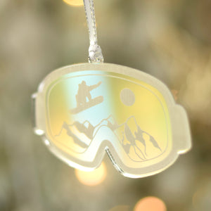 Reflection on the snowboard goggles Christmas Tree Ornament
