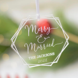 Merry & Married personalized Christmas ornament 2021