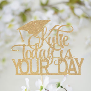 Gold Graduation Cake Topper with hat