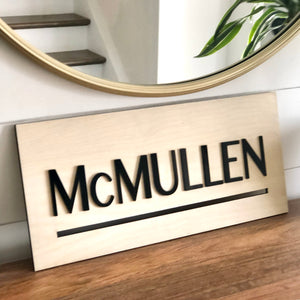 Family Name Sign with Last Name Modern Farmhouse Style Gift for Newlyweds, Father or Husband