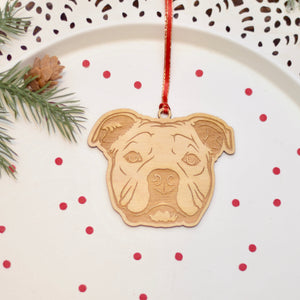 laser cut wood ornament for French bully gift