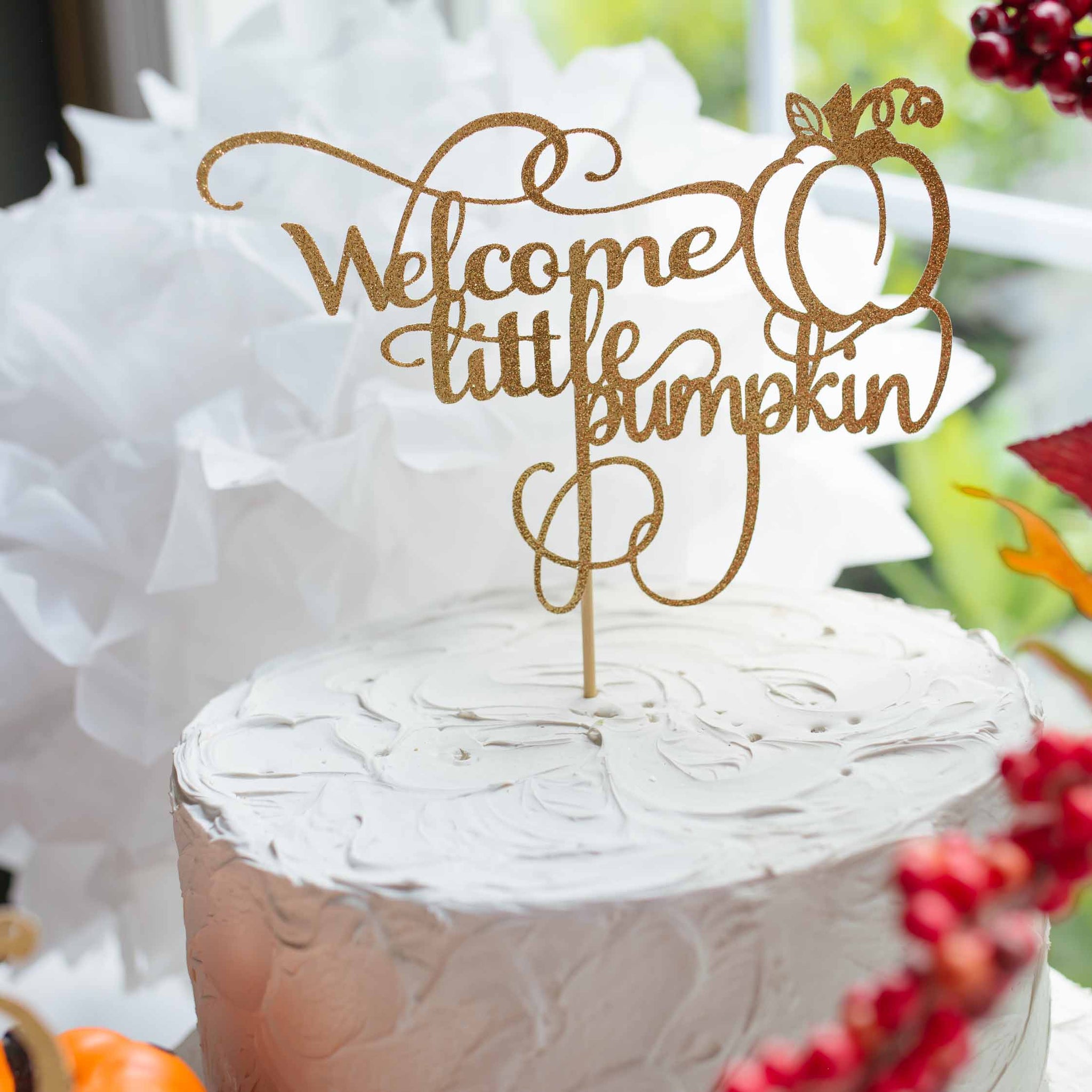 Welcome Little Pumpkin Thanksgiving Halloween Baby Shower Cake Topper -  Sugar Crush Co.