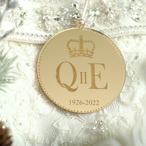 Gold Queen Elizabeth Christmas Ornament, In Memory of Her Majesty the Queen