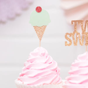 mint ice-cream cupcake topper