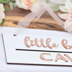 edge view of white sign with laser cut edges, gift for baby girl