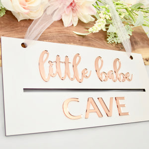 white and rose gold nursery sign for baby girl