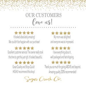 Our customers love us image with list of 5 star reviews for Sugar Crush Co