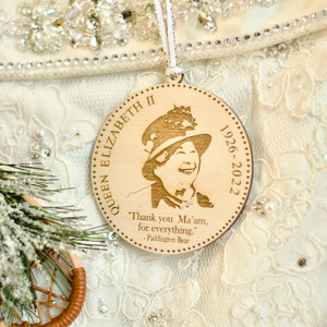 Queen Elizabeth II Christmas Tree Ornament with Paddington Bear Quote, In Loving Memory of Her Majesty