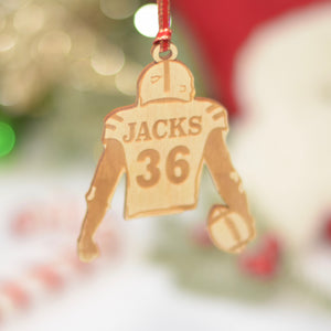 Football Christmas Ornament Personalized with name and jersey number