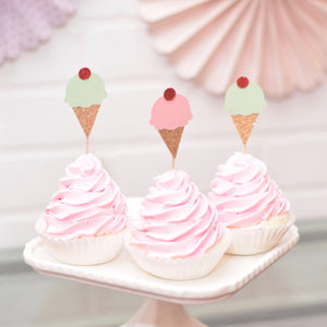 3 ice-cream cupcake toppers