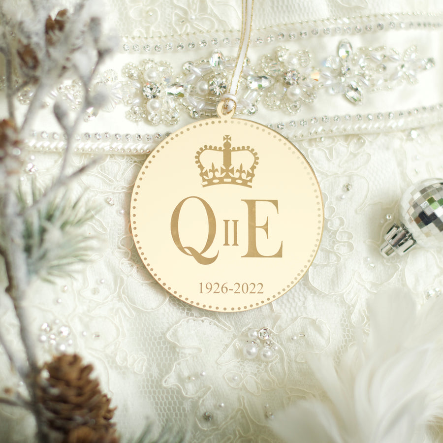 Gold Queen Elizabeth Christmas Ornament, In Memory of Her Majesty the Queen
