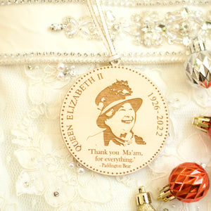Queen Elizabeth II Christmas Tree Ornament with Paddington Bear Quote, In Loving Memory of Her Majesty