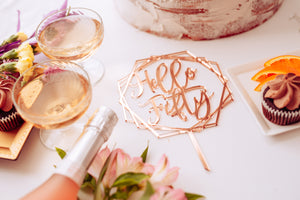 hello fifty rose gold geometric cake topper