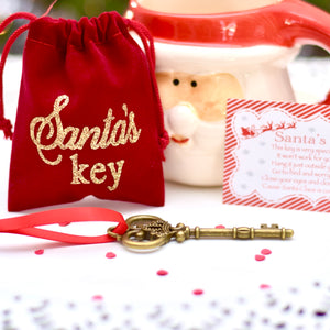 Santa's Key with a red velvet pouch
