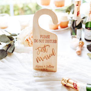 Please do not disturb Just Married wedding door hanger