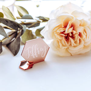 Rose Gold Place Card for a wedding or shower
