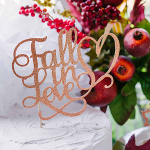 Fall in love wedding cake topper