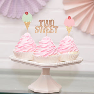 Two sweet birthday with cupcake toppers