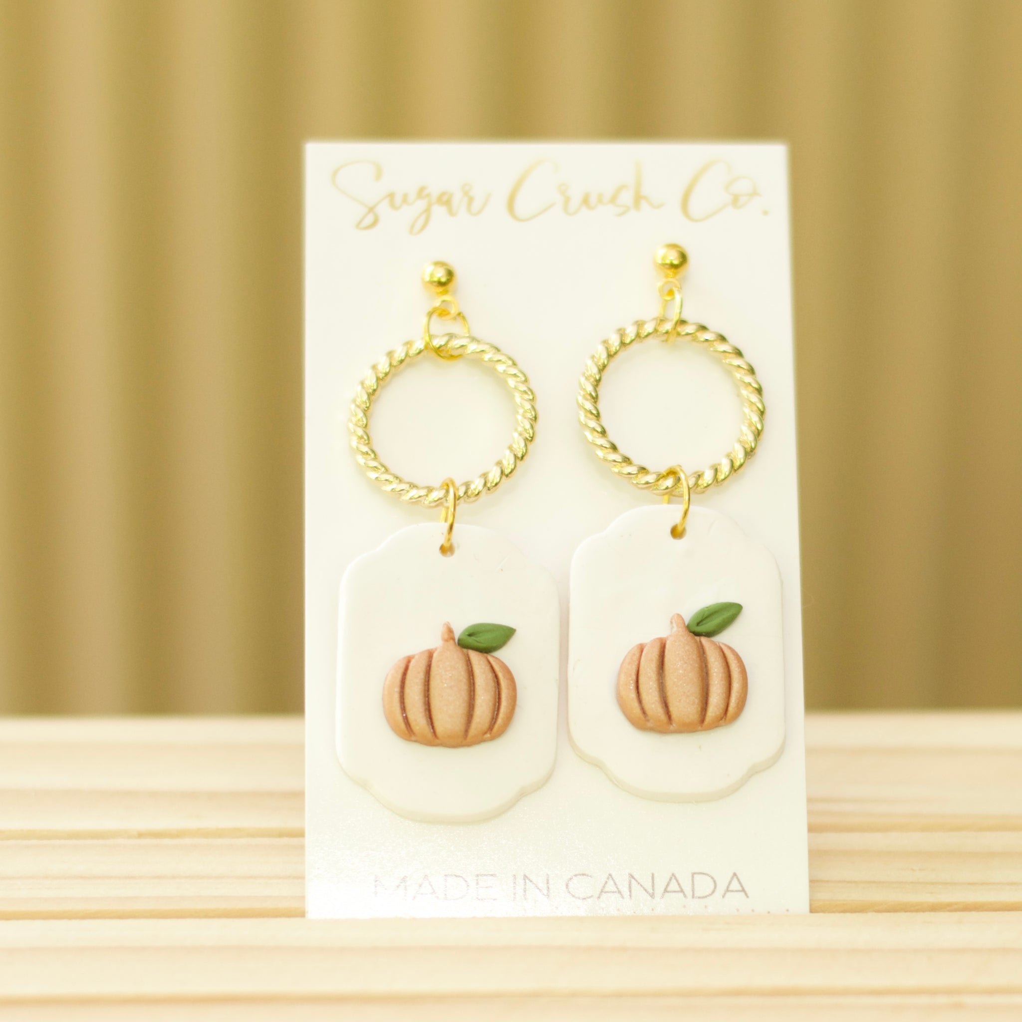 Pumpkin and Gold Twist Earrings, Handmade Polymer Clay Earrings with G -  Sugar Crush Co.