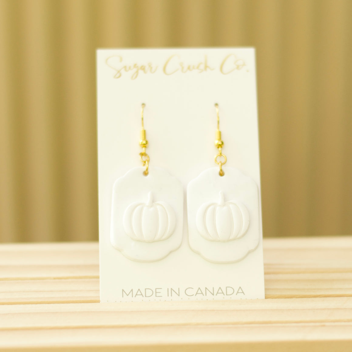 White Minimalist Pumpkin Clay Earrings, Fall 2022
