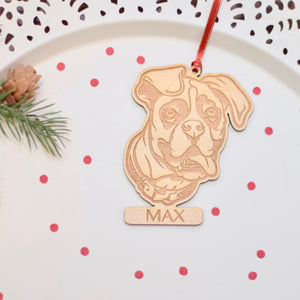 Wooden Boxer Dog ornament customized with name