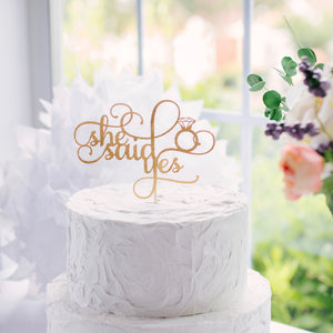 She Said Yes Bridal Shower Cake Topper