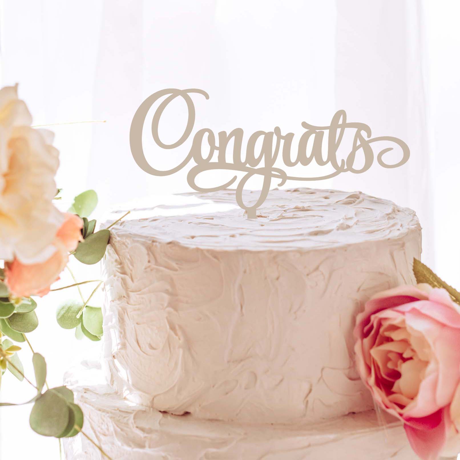 Congrats Cake Topper - Trendy Gold