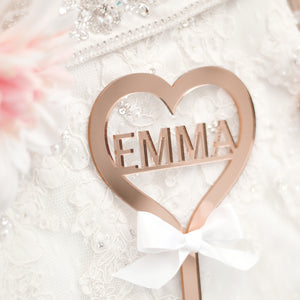 Emma heart shaped wand with a white bow