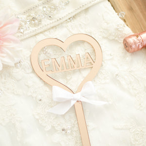 Emma pink wand with white bow