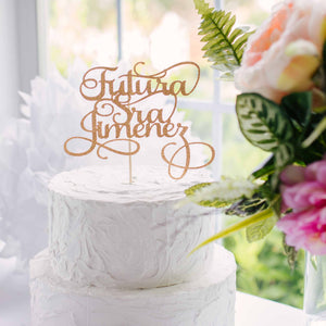 Gold Futura Sra Jimenez Cake Topper for bridal shower