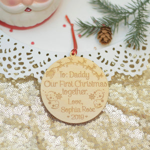 To Daddy Christmas ornament personalized from baby