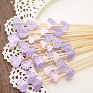 lavender and pink sparkle glitter mini donut skewers