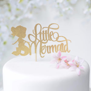 Little Mermaid gold sparkly glitter cake topper