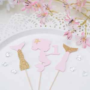 sugar pink and gold mermaid cupcake toppers