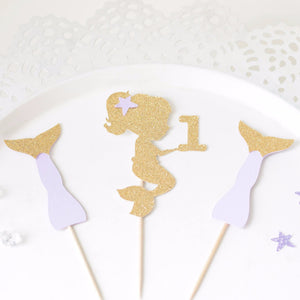 gold and silver mermaid cupcake toppers