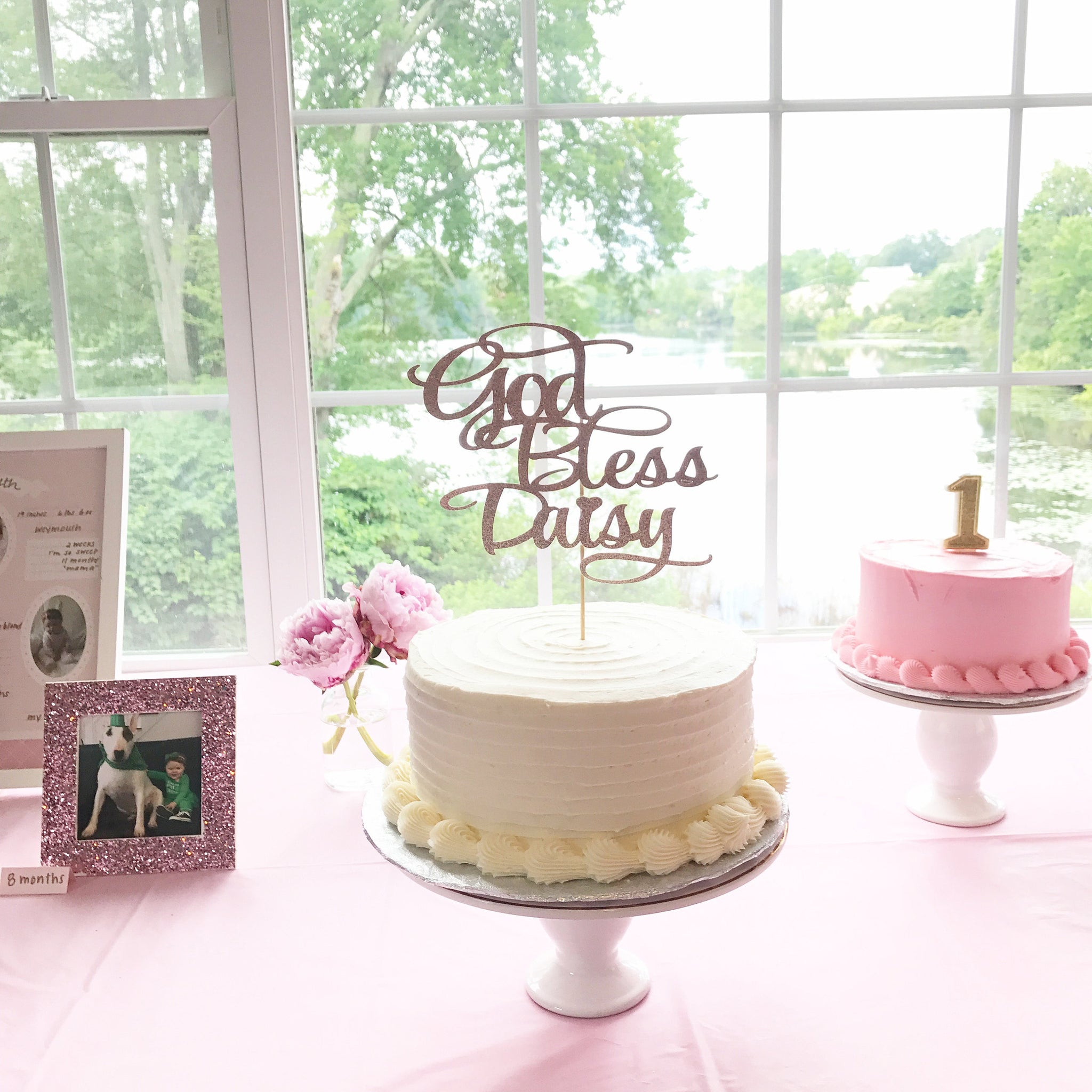 God Bless Personalized Cake Topper For Baptism - Sugar Crush Co.