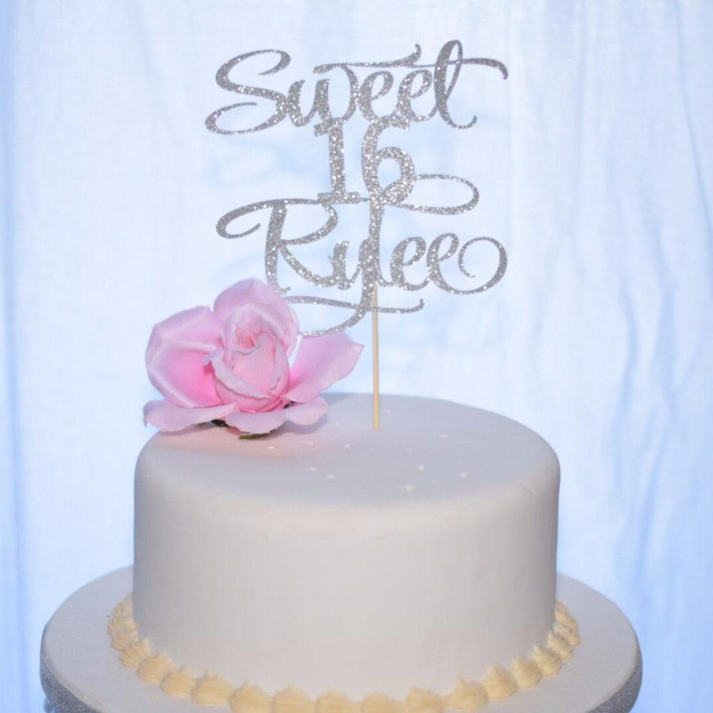 Sweet 16 Rylee lavender sparkle glitter cake topper