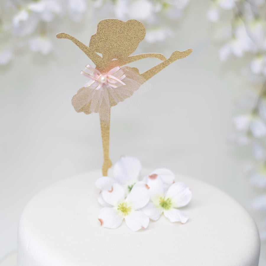 Gold sparkle ballerina cake topper