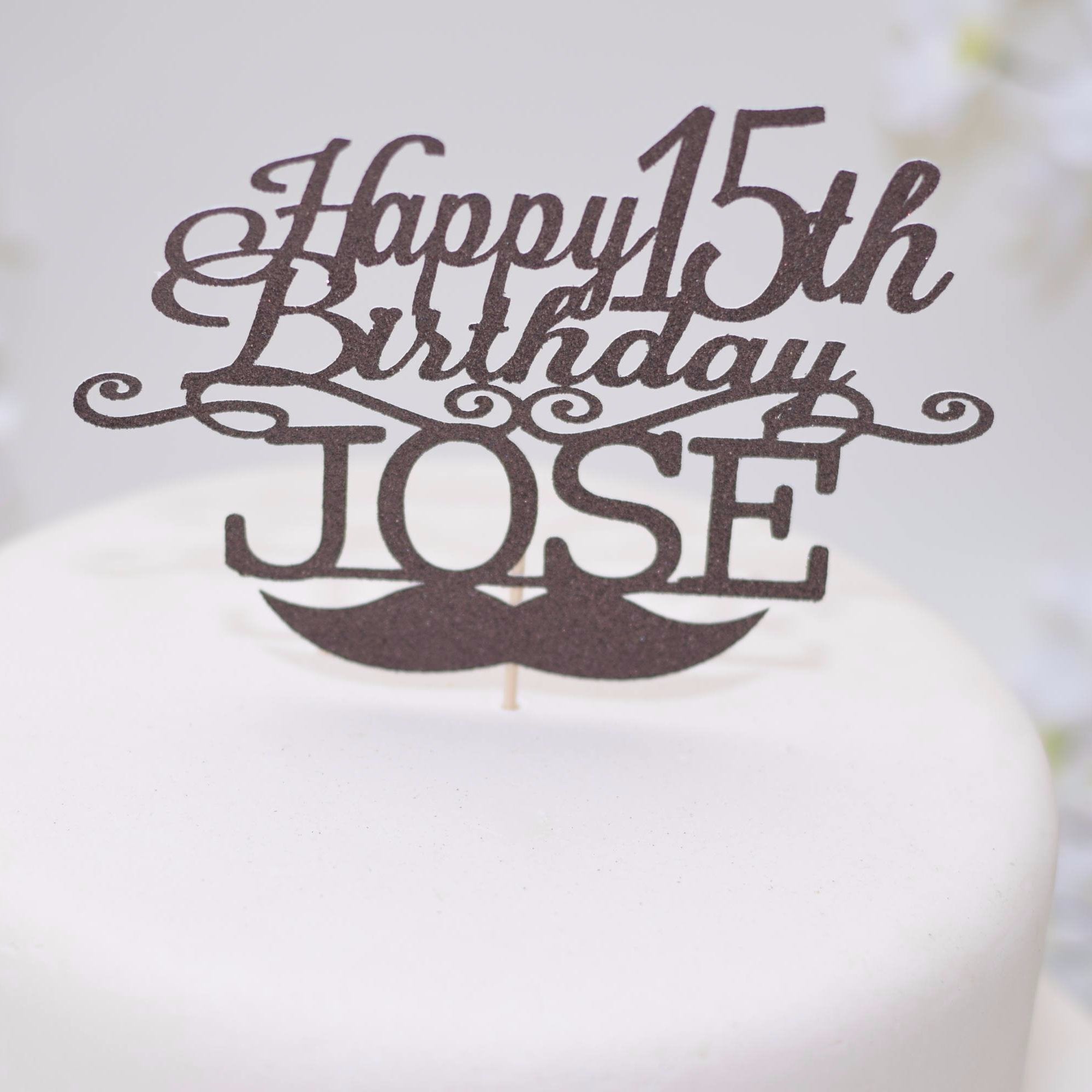Happy 15th Birthday Cake Topper For Him With Personalized Name